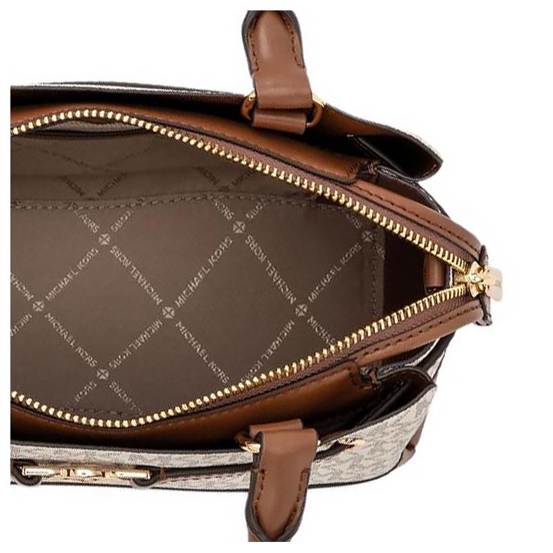 Michael Kors Логотип Фурнитура Фирменный Канвас с Покрытием Искусственная Кожа Сумка Маленькая Женская Ванильный