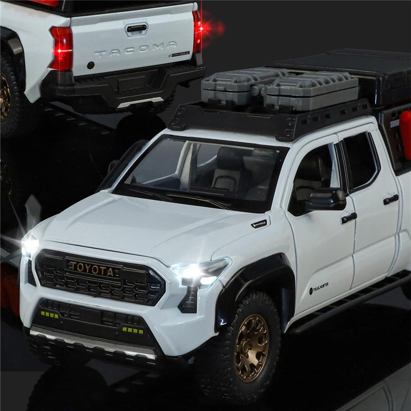 lqbn4 Travel Version 1/24 TOYOTA Tacoma Pickup Alloy Car Model Diecast Metal Off-Road Vehicles Car Model Sound and Light Kids Toy Gift