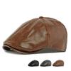 Autumn Winter Hat Men's Retro Leather Beret British Progressive Hat