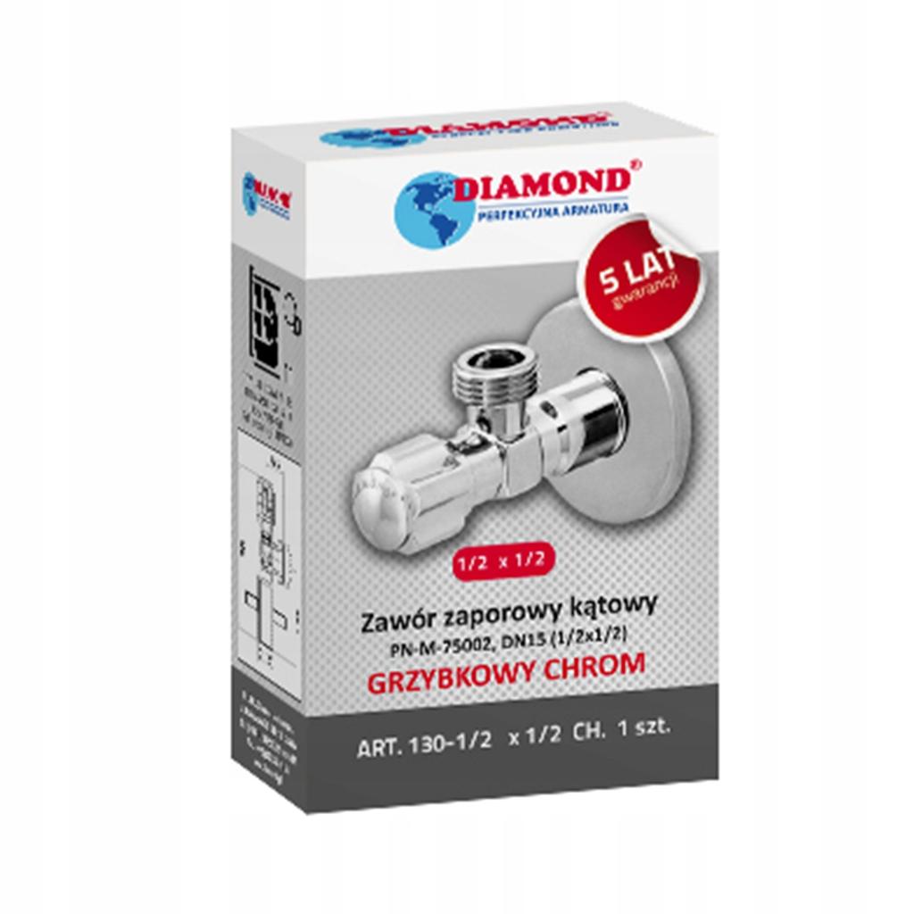 Zawór Kątowy 1/2 X 3/8 Grzybkowy Do Pralki Chrom