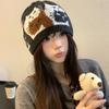 Warm Jacquard Pattern Beanies Fair Isle Style Printing Knit Cap Jacquard Cat Knitted Hat  Girls