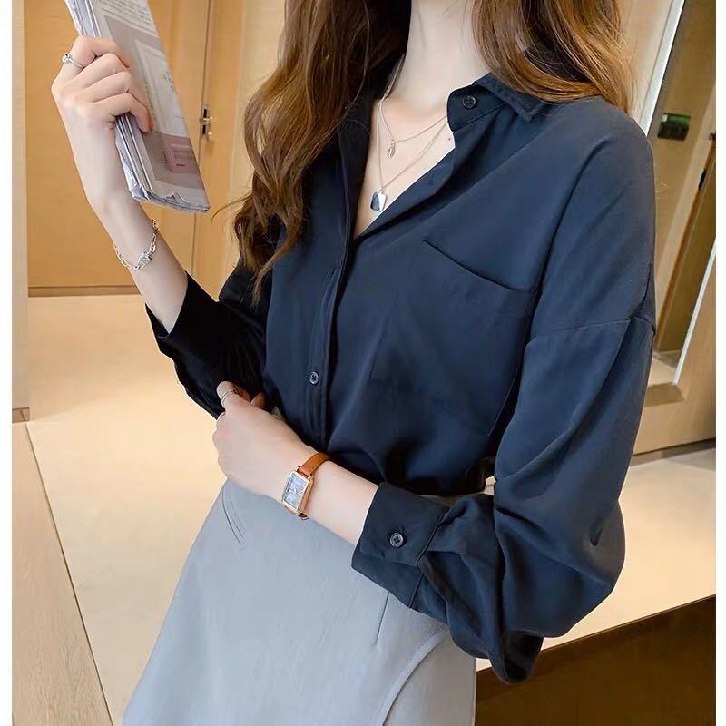 Casual Comfortable and Versatile Women's Shirt Loose Design Sense Niche Blouse Long-sleeved White Bottoming Shirt Temperament Elegant Fashion Top