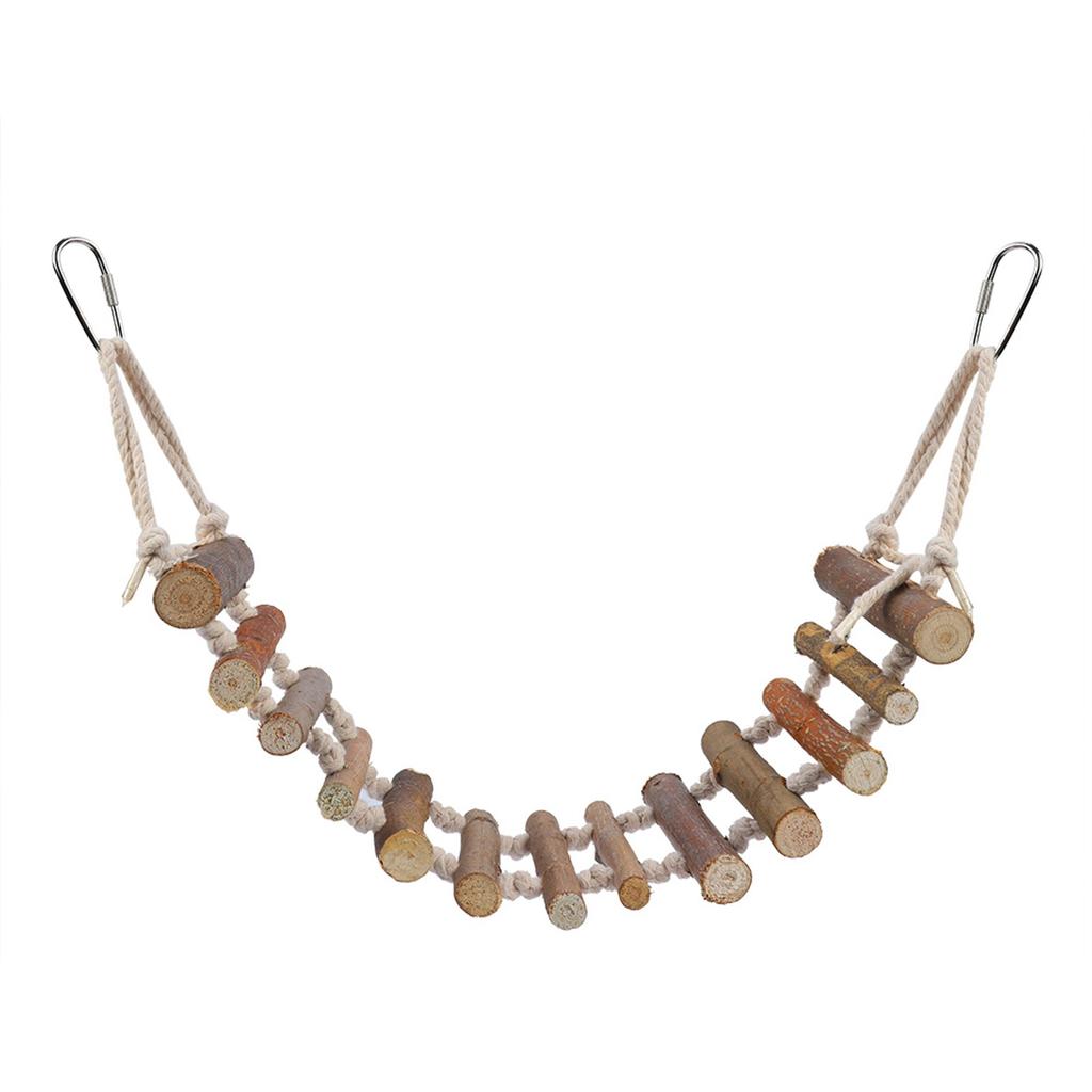 1 шт. попугай натуральная веревка деревянная лестница качели игрушка подвесной мостик для скалолазания птица домашнее животное жевательные игрушки