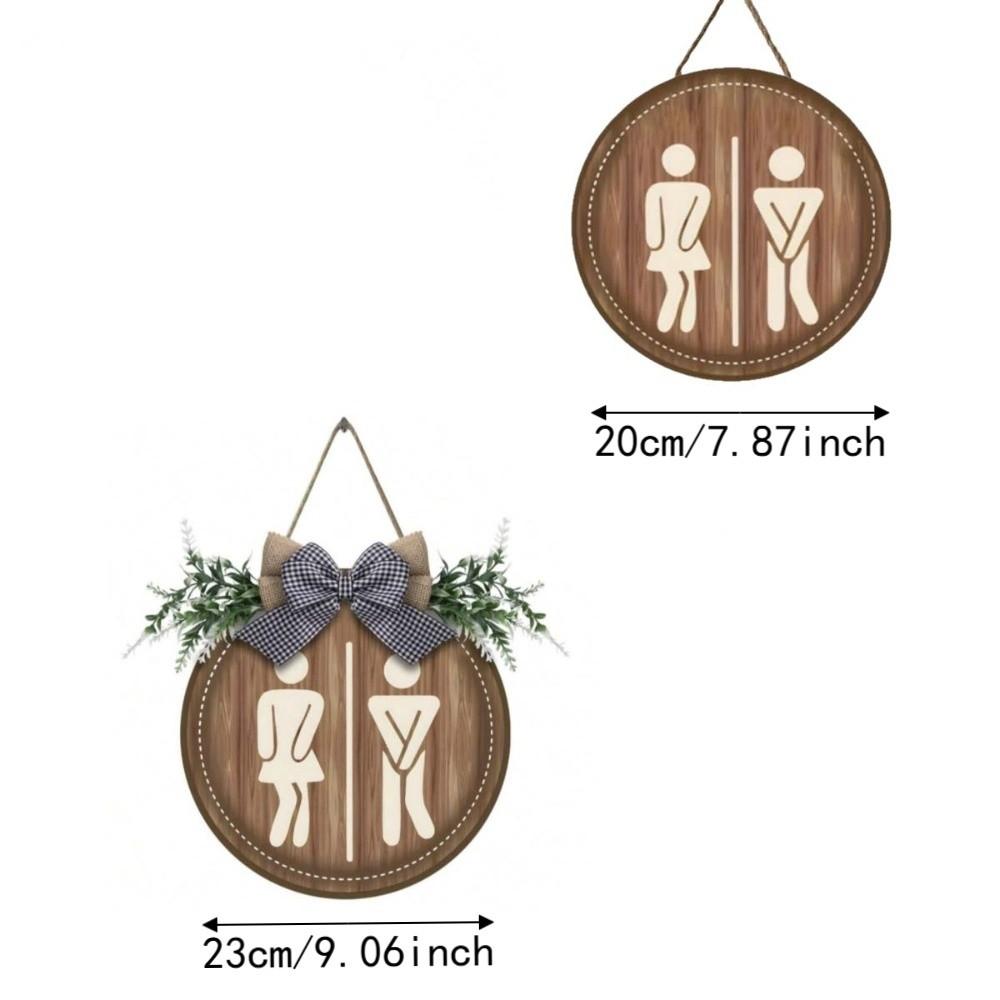 Wooden Bathroom Sign Plate Ornament Toilet Decorative Plate  Group Living Area