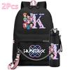 2Pcs/set 26 English Letter K-pop Printed Backpack with 750Ml Water Bottler for Teenager Girl Boy Bookbag Kid Gift Large Capacity waterproof Travel Bag