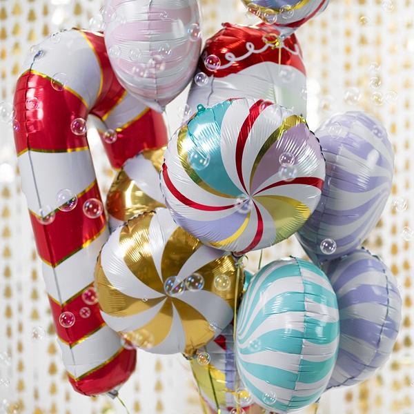 Candy Cane Foil Balloon, Red, 1 pc