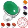 925 Sterling Silver Ring Women Gemstone Handmade Jewelry Valentine's Day Gift Amber Amethyst Black Onyx Carnelian Garnet Quartz Green Onyx Gold Stone