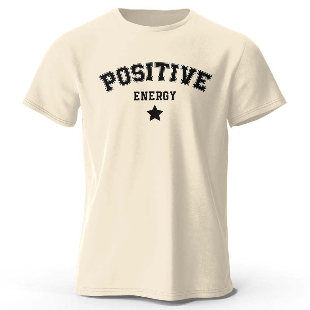 Men Positive Energy Tees and T-Shirt Trendy Urban Fashion Streetwear for Stylish Summer Look Breathable Sweat-Absorbent Durable