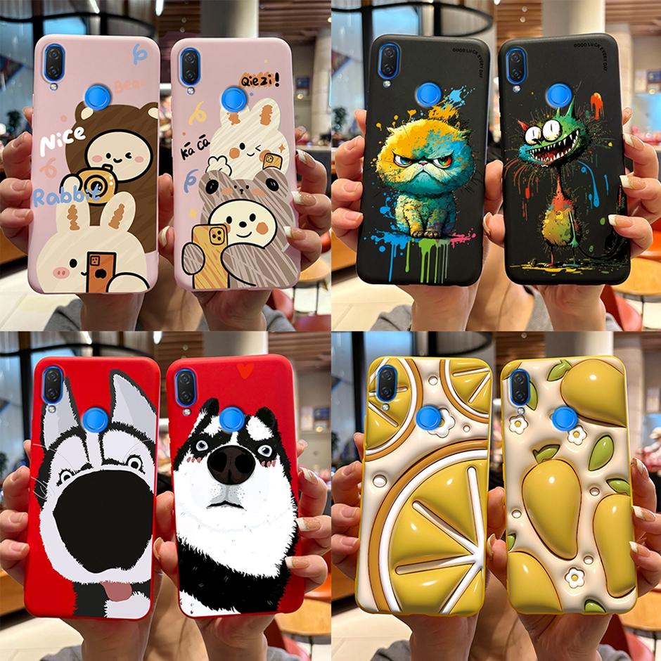 Cute Rabbit Photograph Phone Case For Honor 10 Lite Liquid Silicone Cover Shell For Huawei P smart 2019 Graffiti Bumper