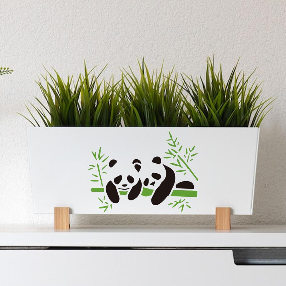 8Pcs 8 Styles PET Hollow Out Drawing Painting Stencils for DIY Scrapbook Photo Album Panda 150x150mm 1pc/style