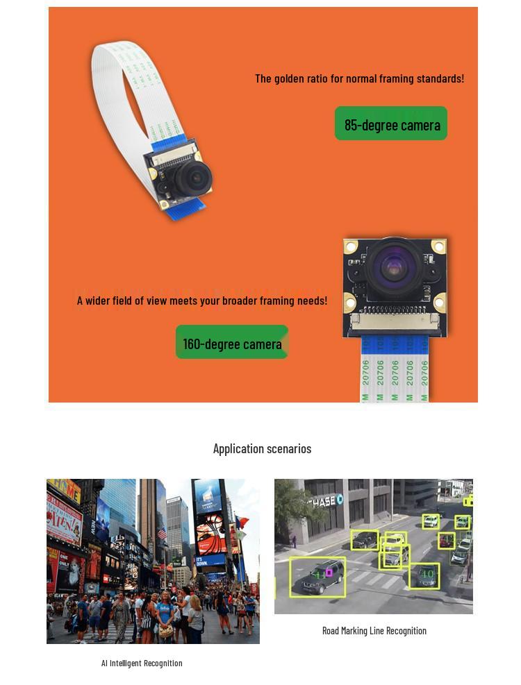 Jetson Nano/Xavier NX HD AI Vision Camera with Wide Angle 8MP IMX219 Sensor