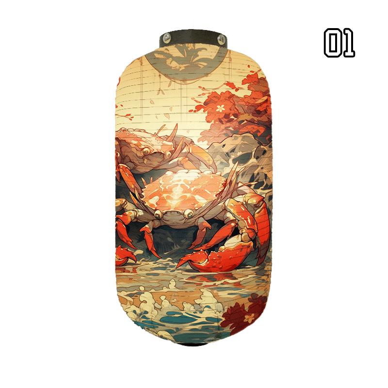 Бумажный фонарь в японском стиле Красивые фонари с принтом краба и креветки Фонари для рекламы суши, хот-пота, изакая-ресторана, бара