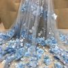 140 см * 1 ярд 3D Цветочная Кружевная Ткань Ручной Работы с Вышивкой Бисерной Кружевной Тканью Высококачественная Ткань для Шитья Одежды