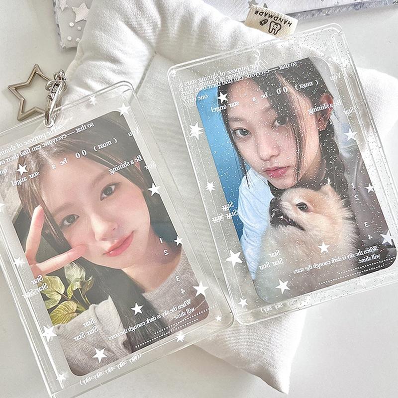 Акриловый держатель для фотокарточек K-pop Брелок от потери 3 дюйма Прозрачный защитный чехол для айдолов Сумка Чехлы для проездных билетов Аксессуары