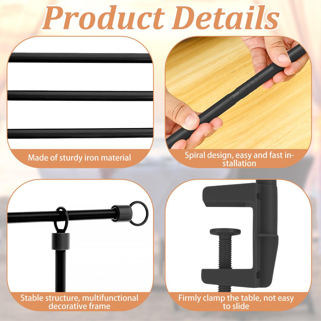 Настольная стойка для удилищ с зажимами Регулируемая ширина 31"-98" Арочная стойка для стола Подвесная для украшения Свадьба День рождения Рождество