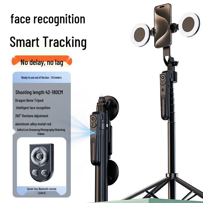 360° Intelligent Face Tracking Selfie Stick & Anti-Shake Gimbal with Four-Leg Stand