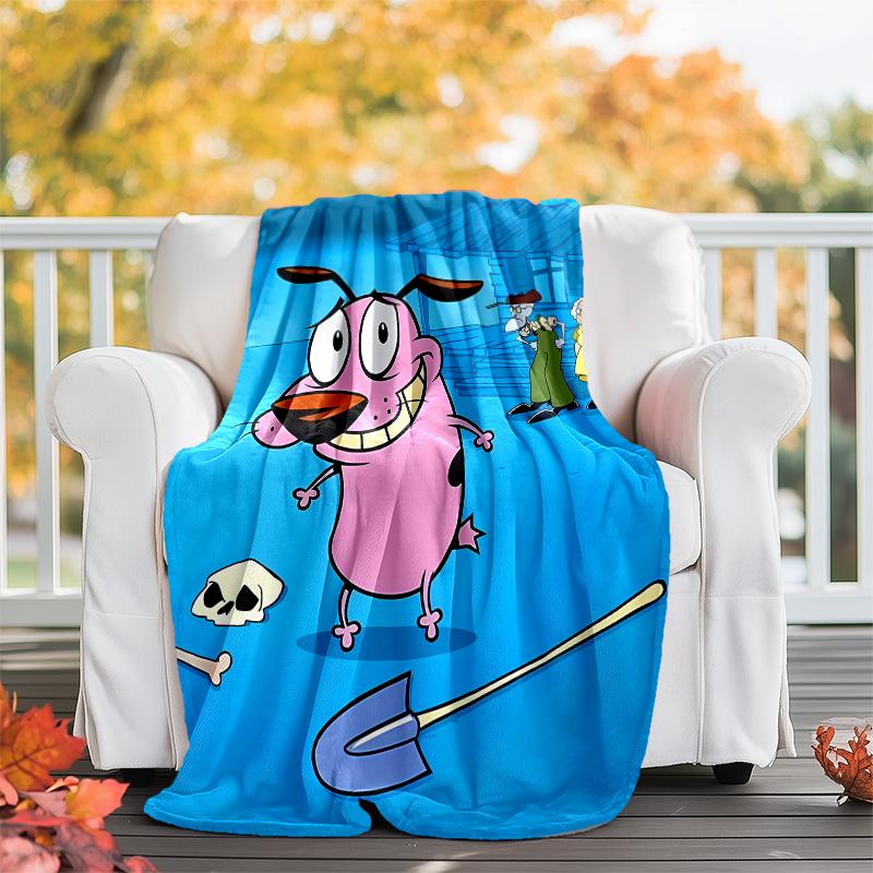 Courage the Cowardly Dog printed throw blanket—lightweight,soft,warm;versatile blanket for all seasons—perfect as &air-conditioning throw,nap blanket