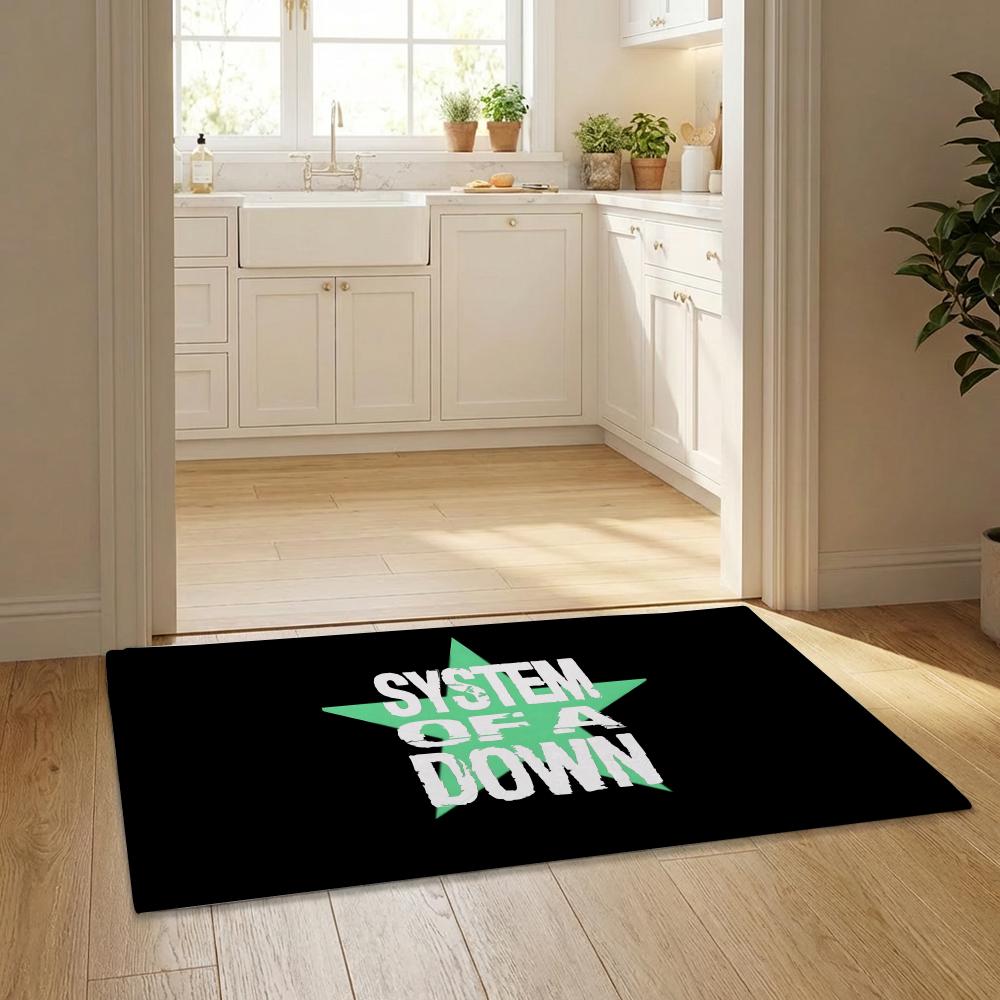Anime Band Rock S-System of A Down Floor Mat Flannel Door Mat Non-Slip Bedroom Living Room Home Decor