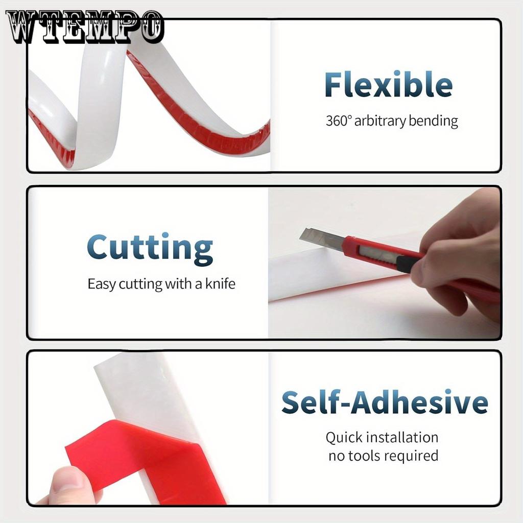 4 м гибкий четвертькруглый молдинг, черный двухсторонний самоклеящийся четвертькруглый резиновый молдинг для угла стены, края шкафа