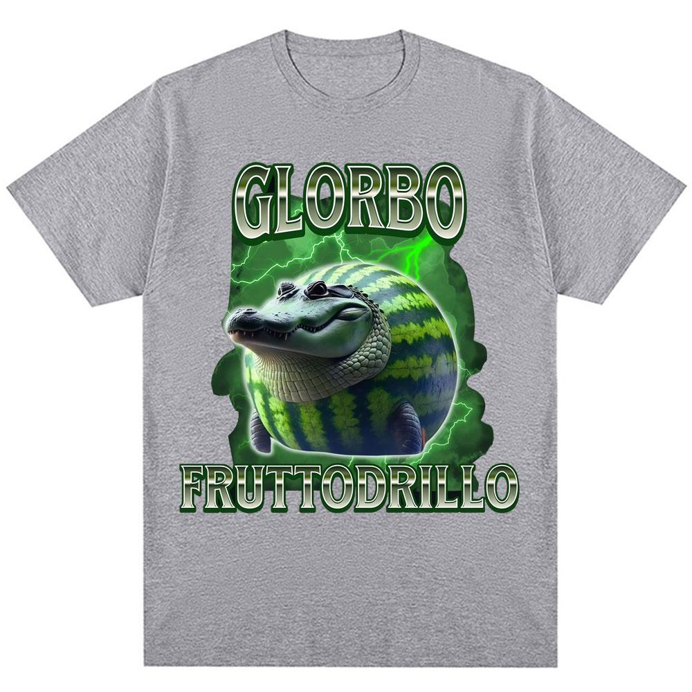Забавная футболка с мемом Glorbo Fruttodrillo, итальянская мода с мозговым гниением, юмористические футболки, мужские, женские, свободные, хлопковые, повседневные футболки, уличная одежда