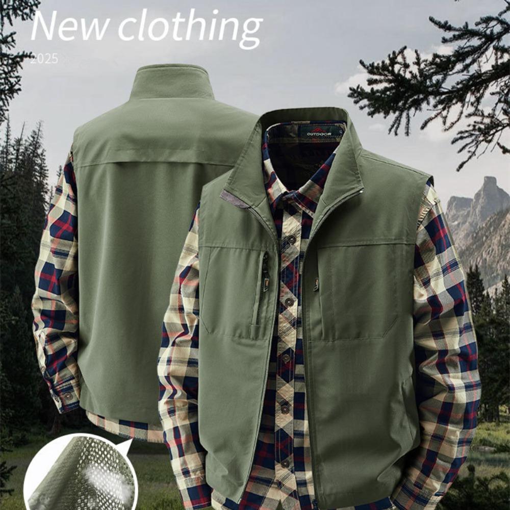 Летний мужской уличный дышащий жилет без рукавов Мужской повседневный жилет с несколькими карманами Мужской карго сафари рабочий жилет Большой размер 6XL