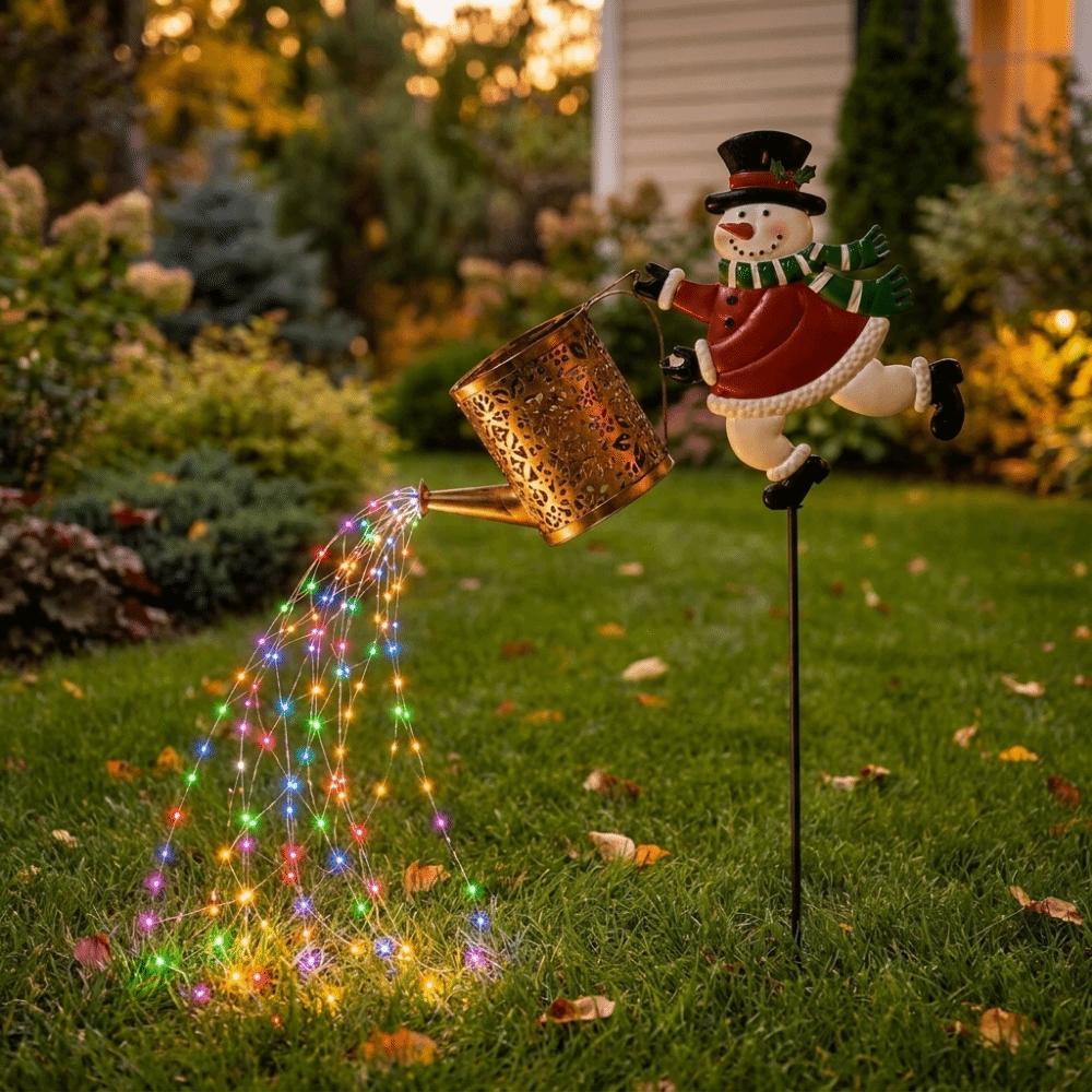 Solar Powered Santa Claus Watering Can Light Waterproof Lawn Landscape Festive Lights Garden Lawn