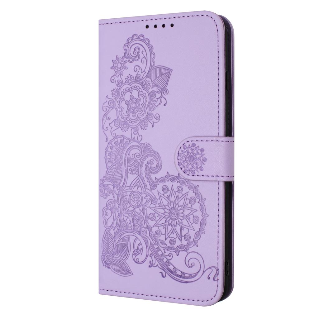 Knurling Vine Flowers PU Leather Wallet Card Bag Phone Case for Oppo A36,A53,A72,A54,F19,Reno6 Lite,Realme 9i,Realme 10,Realme C55...