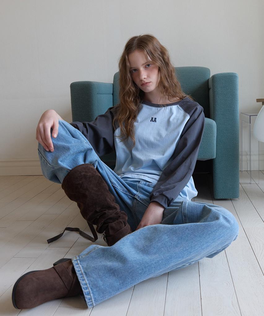 APPAREL ARCHIVE Футболка с рукавом реглан Fleur - Голубой
