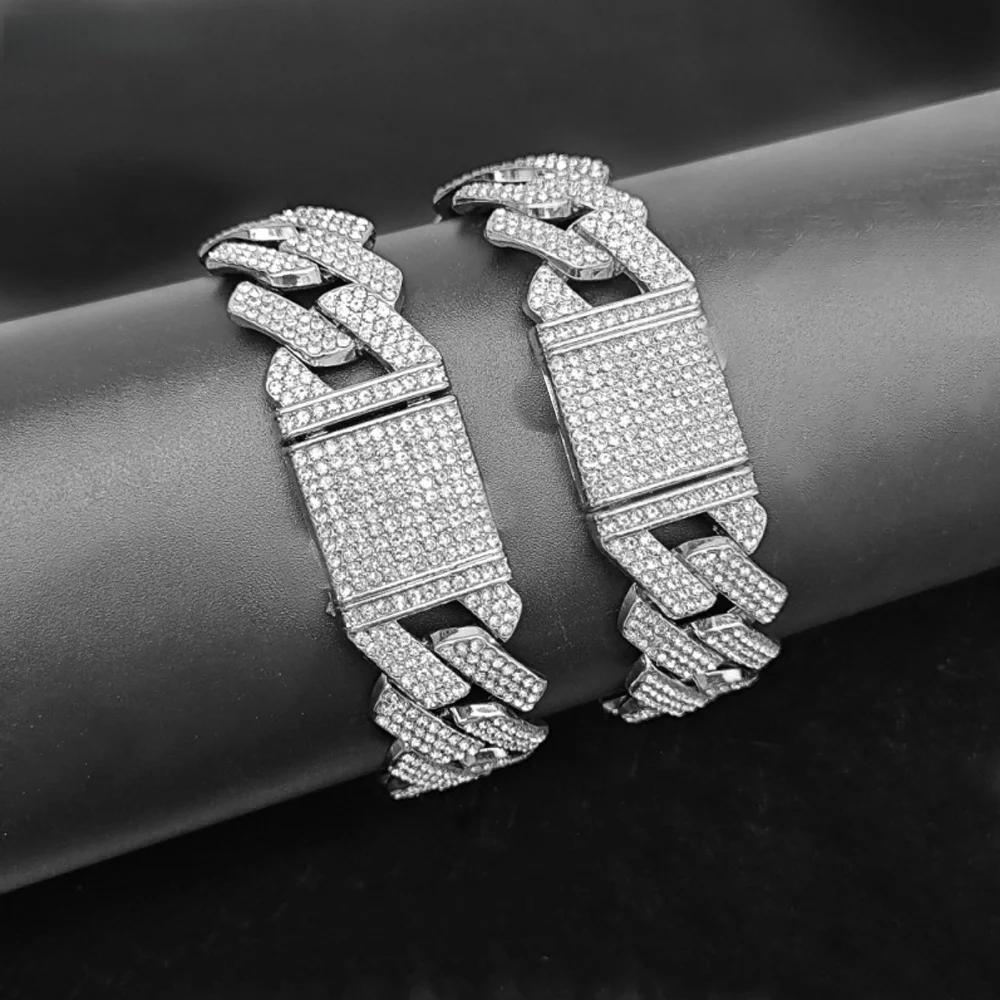 Мужские украшения Iced Out с фианитами в стиле Hip Hop, цепочка-кубинка с микро-паве, высококачественное, тяжелое, массивное ожерелье, 2 ряда кубического циркония