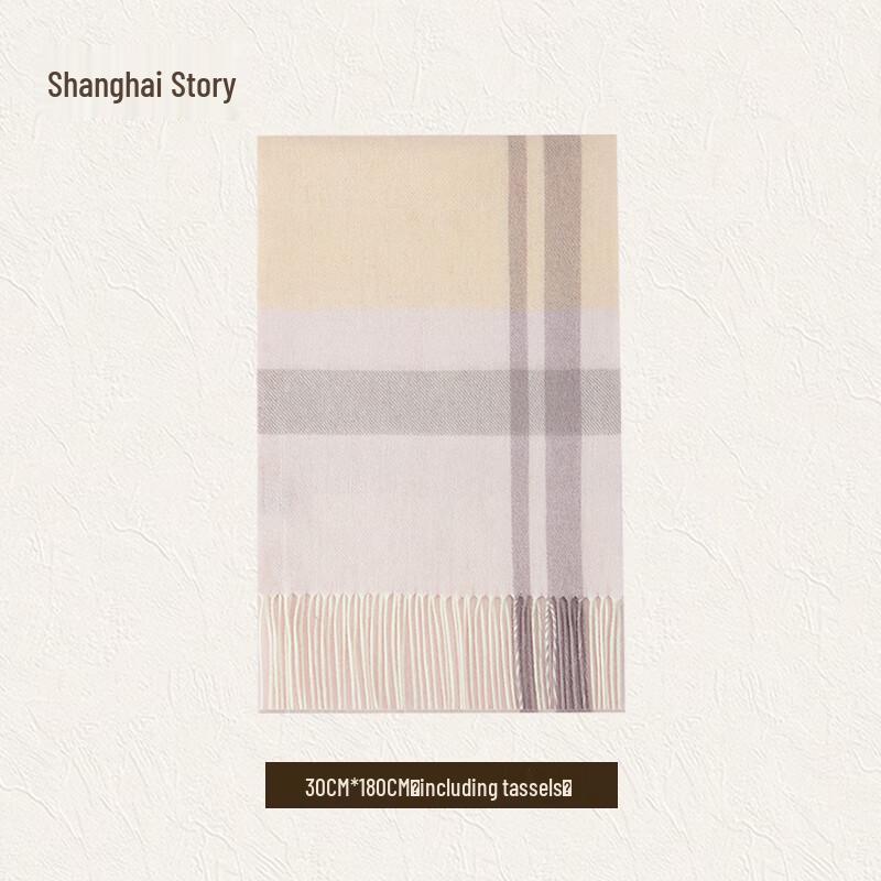 Shanghai Story Women's 100% Wool Plaid Scarf