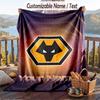 Фланелевое одеяло Wolverhampton Wanderers Футбольный принт Имя Текст на заказ Мягкий плед для дивана кровати