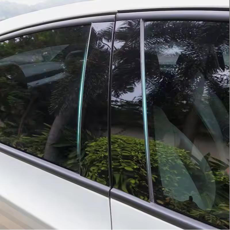 For Genesis G80 2015- Glossy Black PC Material Window Column Car Door Center B C Pillar Post Cover Trim Car Accessory
