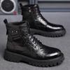 2024 Men Boots Luxury Brand Leather Boots Casual Fashion Ankle Booties for Men Winter High Top Black Platform Motorcycle Boots