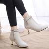 Pointed Toe Heeled Ankle Boots for Women Autumn Winter Leather Fleece-Lined Booties Designer Luxury Trend 2025 Woman Short Shoes