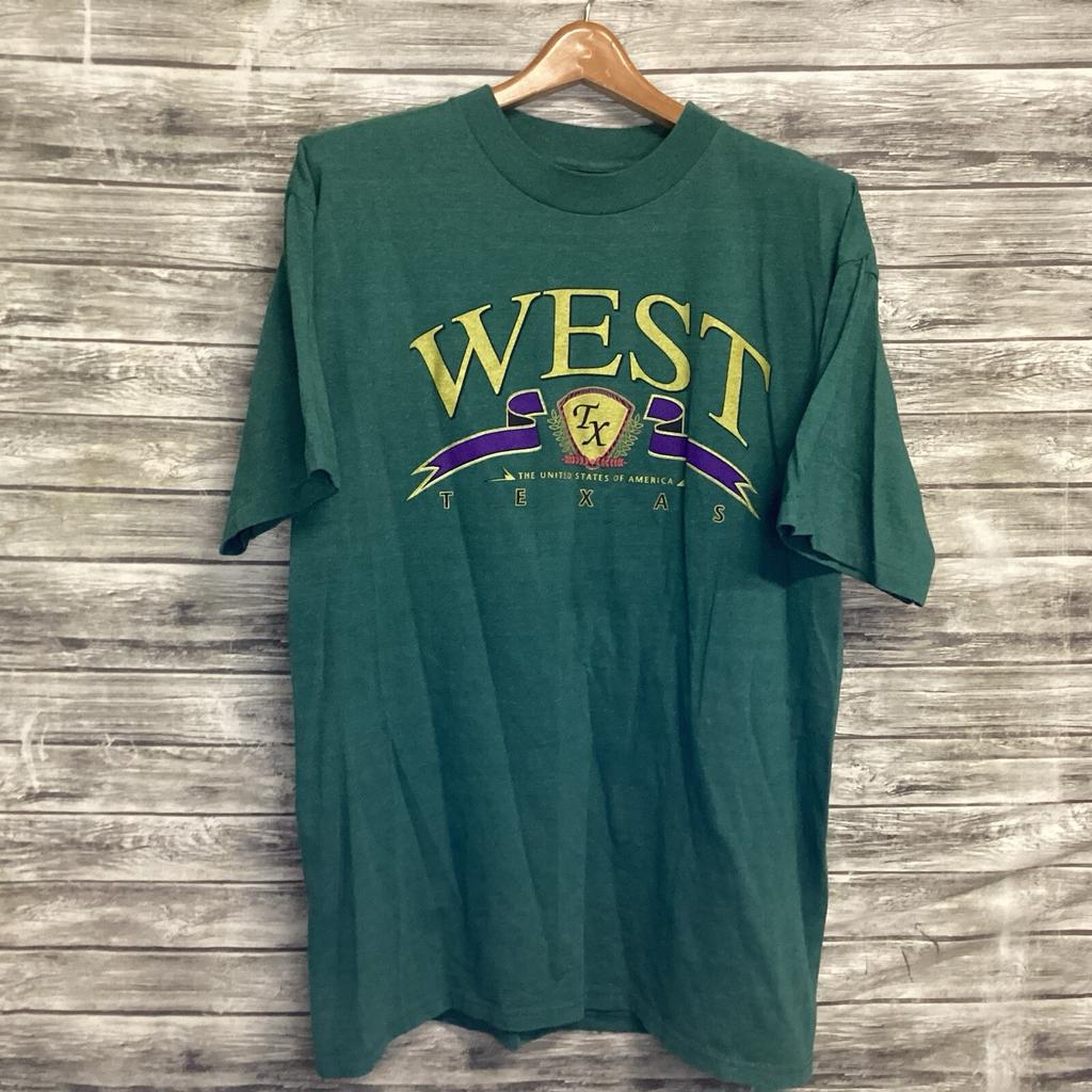 Vintage West Texas Shirt Mens XL Green H.L. MILLER GOLD Destination Tee 80s 90s