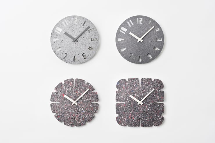 Lemnos Paneco Clock Analog Wall Made from Recycled Fiber Dark DGY Clock, Board, Gray, HIL22-10