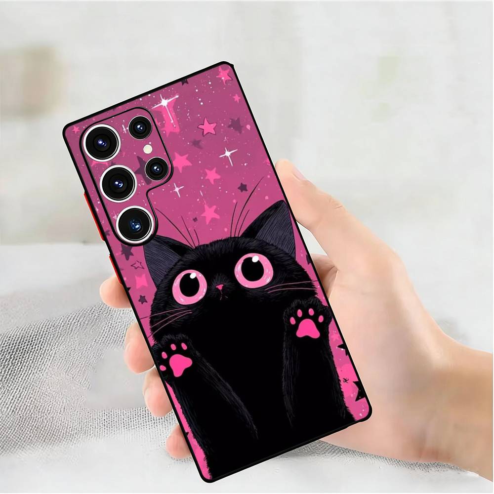 Силиконовый чехол для телефона с принтом черного кота для Samsung Galaxy S 24,22,20,23,21,20 Ultra Plus Lite 5G