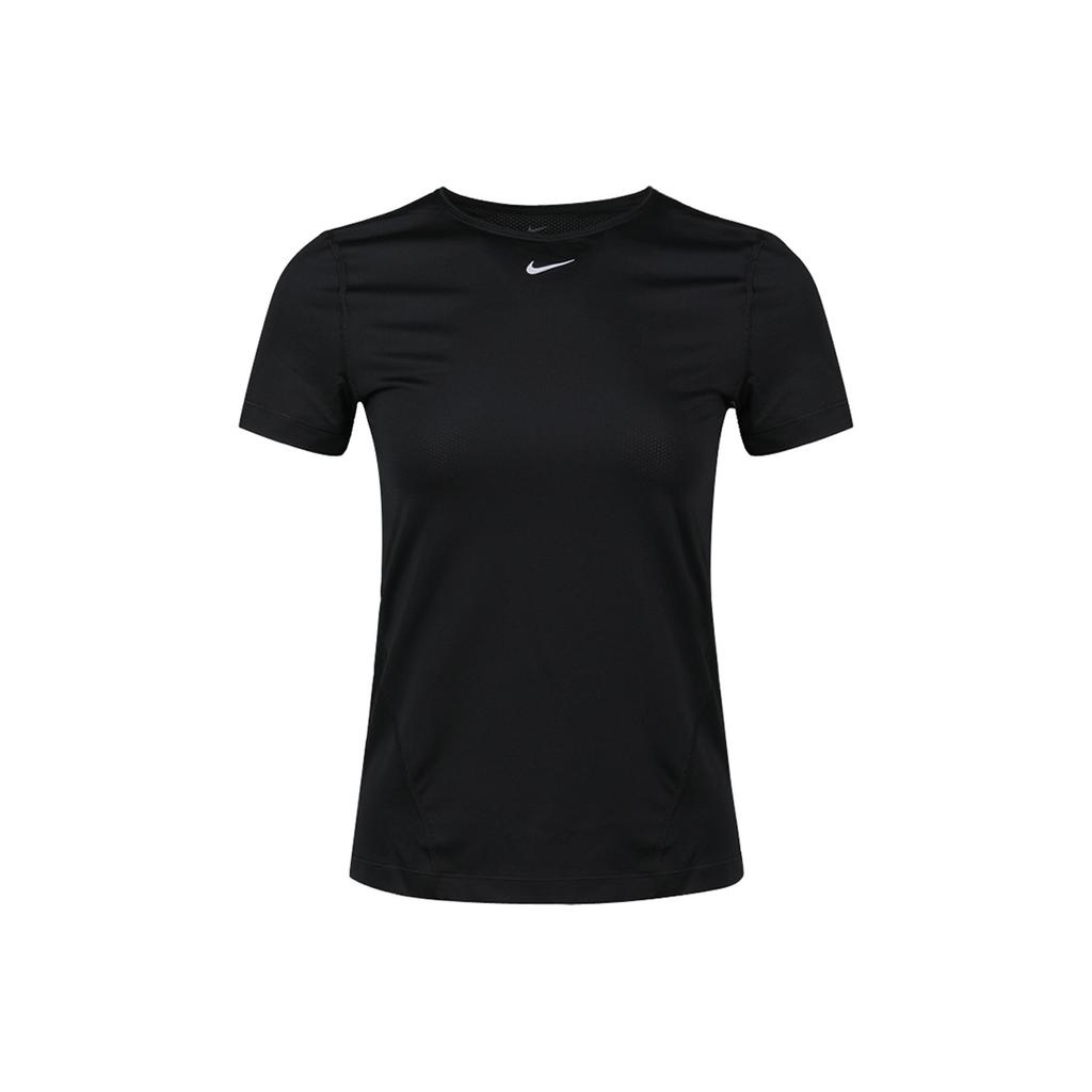 Nike Pro Mesh Dri-Fit Slim-Fit дышащая быстросохнущая тренировочная футболка с короткими рукавами женские топы черные AO9952-010