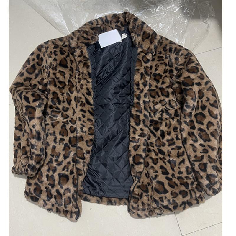 Зимняя куртка с леопардовым принтом, женская теплая парка с воротником-стойкой, верхняя одежда 2024 года, новые осенне-зимние корейские женские свободные пальто из искусственного меха