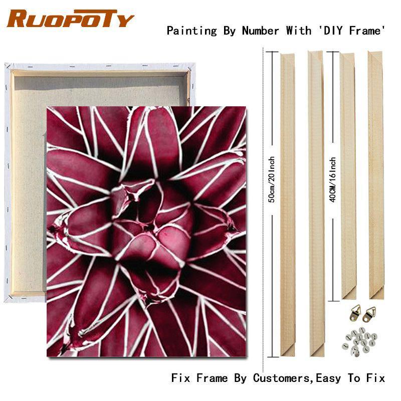 RUOPOTY DIY Frame Oil Painting By Numbers Flower Unique Gift On Canvas Wall Art Picture By Numbers For Living Room