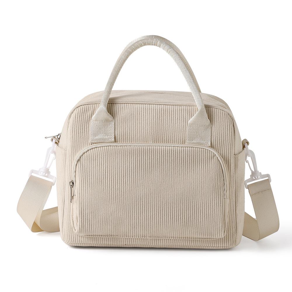 New lunch box bag for office workers corduroy insulated hand-held bento bag high appearance level lunch bag