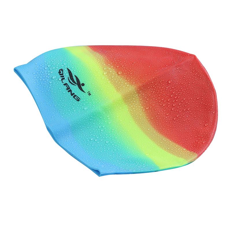 Силиконовая шапочка для плавания для взрослых, водонепроницаемая летняя шапочка для бассейна, эластичная защитная шапочка для ушей, длинные волосы, красочная шапочка для дайвинга