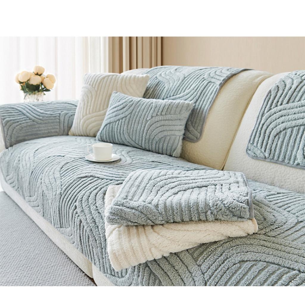 Bohemian Style Thick Plush Sofa Cover -Machine Washable, Pet Friendly, Non Slip Sofa Protection Cover, Decoration for Living Room, Bedroom, and Office