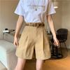 Костюм цвета хаки, шорты, женские летние модные мешковатые широкие брюки на пуговицах, повседневная женская одежда в корейском стиле, большие размеры