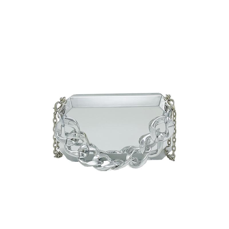 Сумки зеркальная акриловая коробка сумка 2025 новый европейский и американский модный толстая цепь ручная женская сумка кроссбоди вечерняя