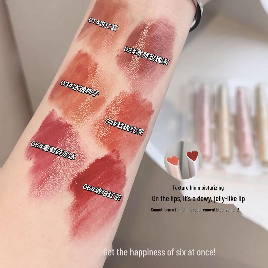 Набор помад Gege Bear: Увлажняющий, глянцевый желеобразный финиш с цветочными оттенками для девчачьего образа