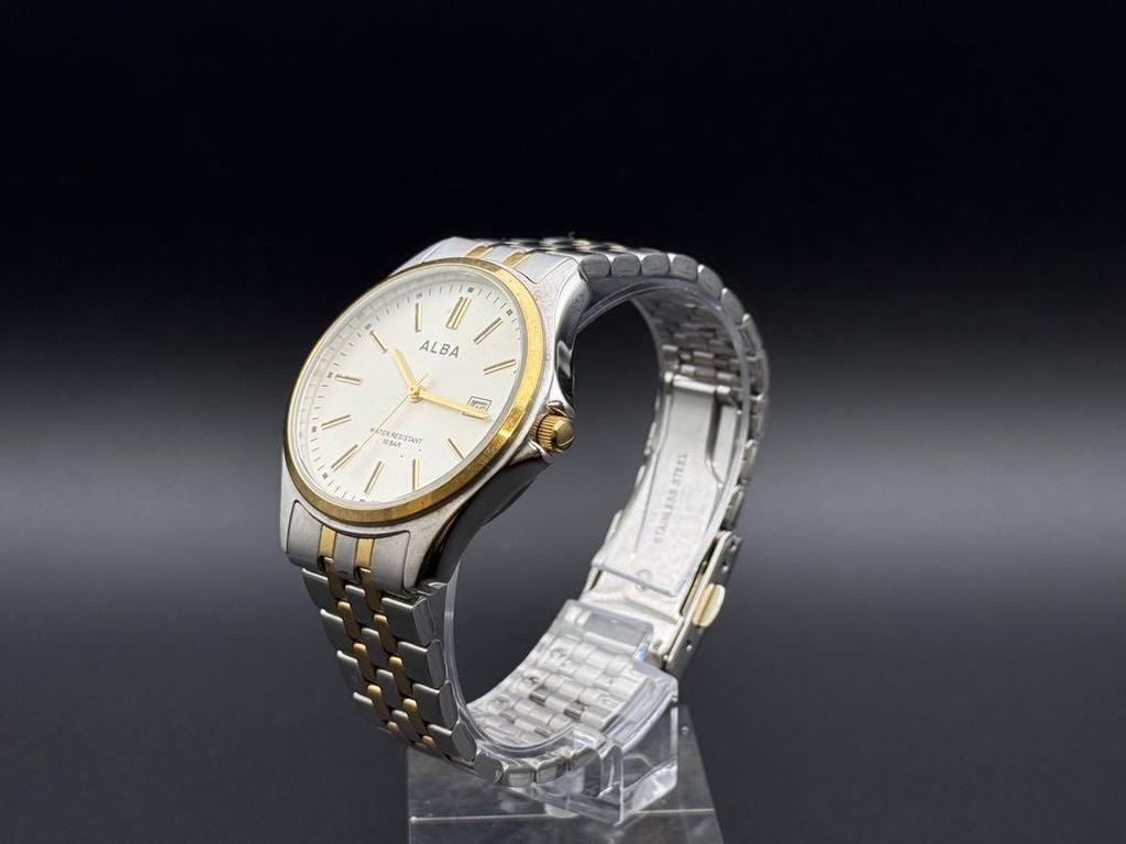 [USED] ALBA Analog Wristwatch, Silver/Gold, Battery Replaced, Working Condition