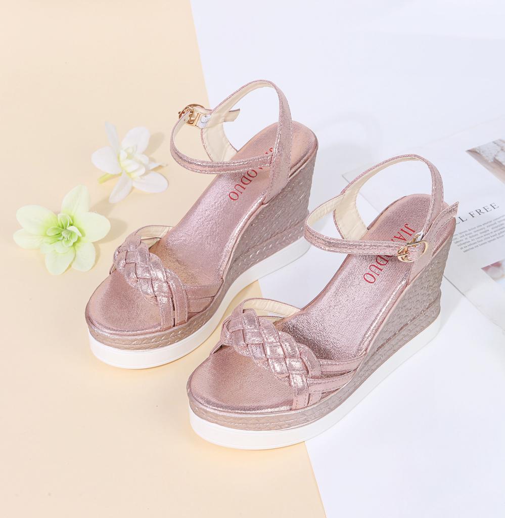 Босоножки на танкетке для мужчин, увеличивающие внутреннюю высоту, женские, 2024, новые, с пряжкой, стиль феи, модный темперамент, высокие каблуки, прилив