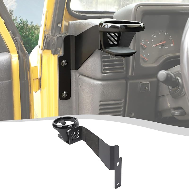 Center Console Cup Holder Expander Fit For 1997-2006 Jeep Wrangler TJ, Mounted Drink Holders(Left Black)