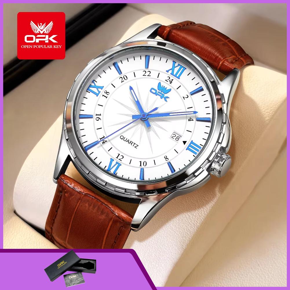 OPK 6003 Watches for Man Leather Strap Waterproof Luminous Elegant Fashion Men's Business Watches Original Quartz Wristwatch Men